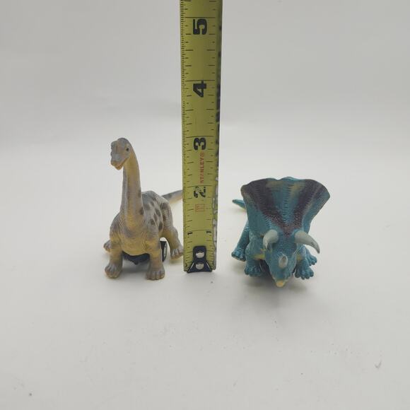 Pull Back Dinosaur Car Toys Lot of 2 Triceratops & Sauropod Friction Racer Set - Picture 4 of 8